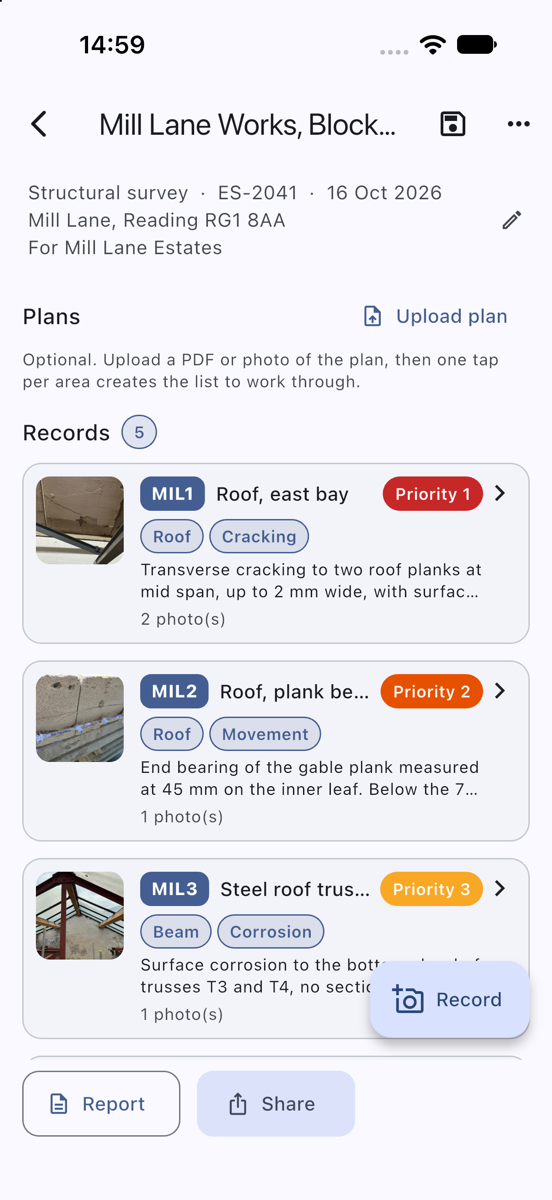 A site with its records, statuses and tags